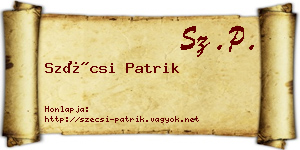 Szécsi Patrik névjegykártya